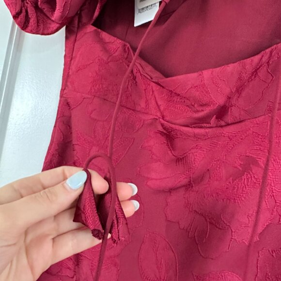 Sachin + Babi Burgundy Midi Dress with Puff Sleeves - Picture 8 of 8